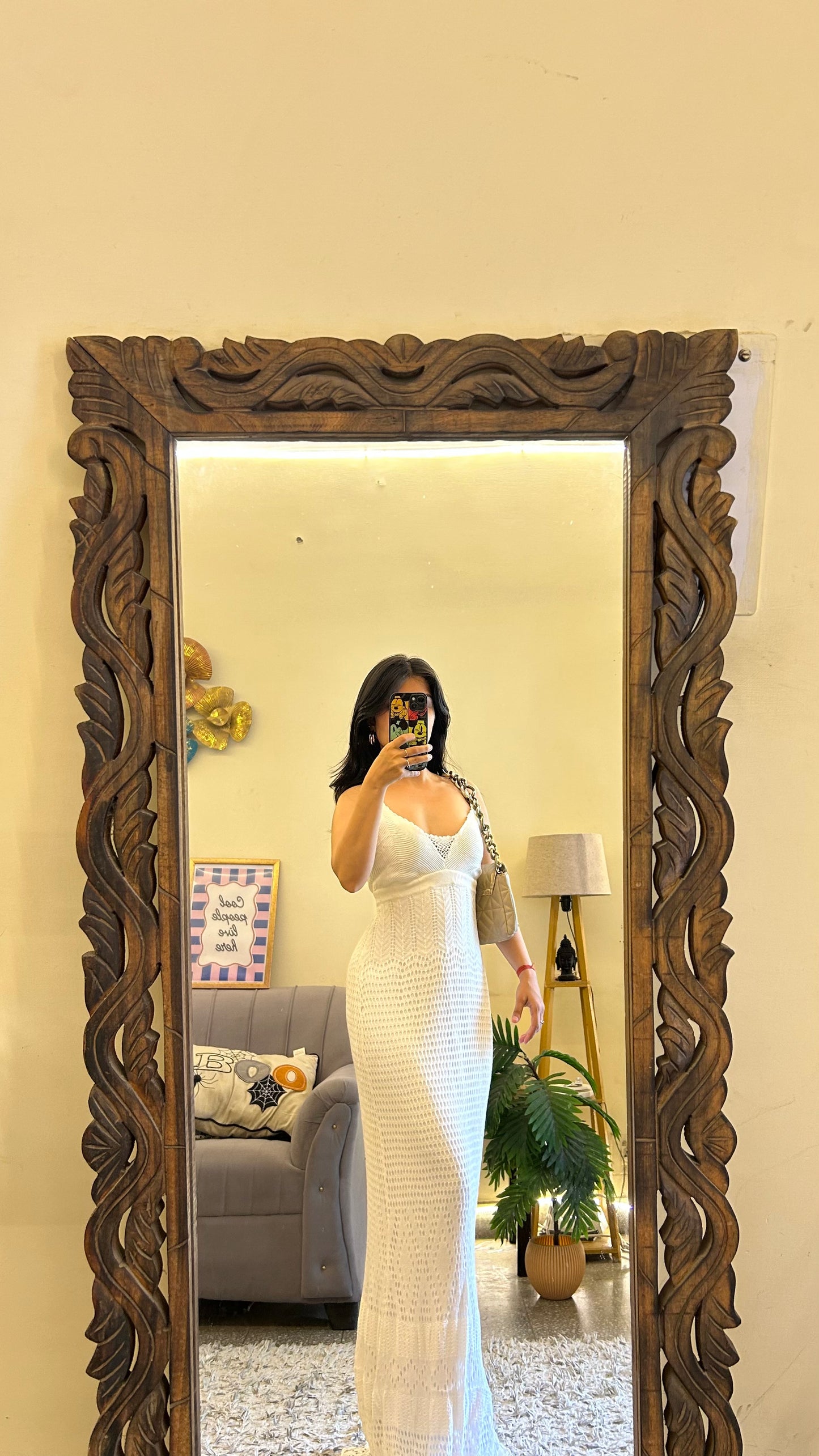 Crochet dress with lining 32-34 bust/l:62 (rare)