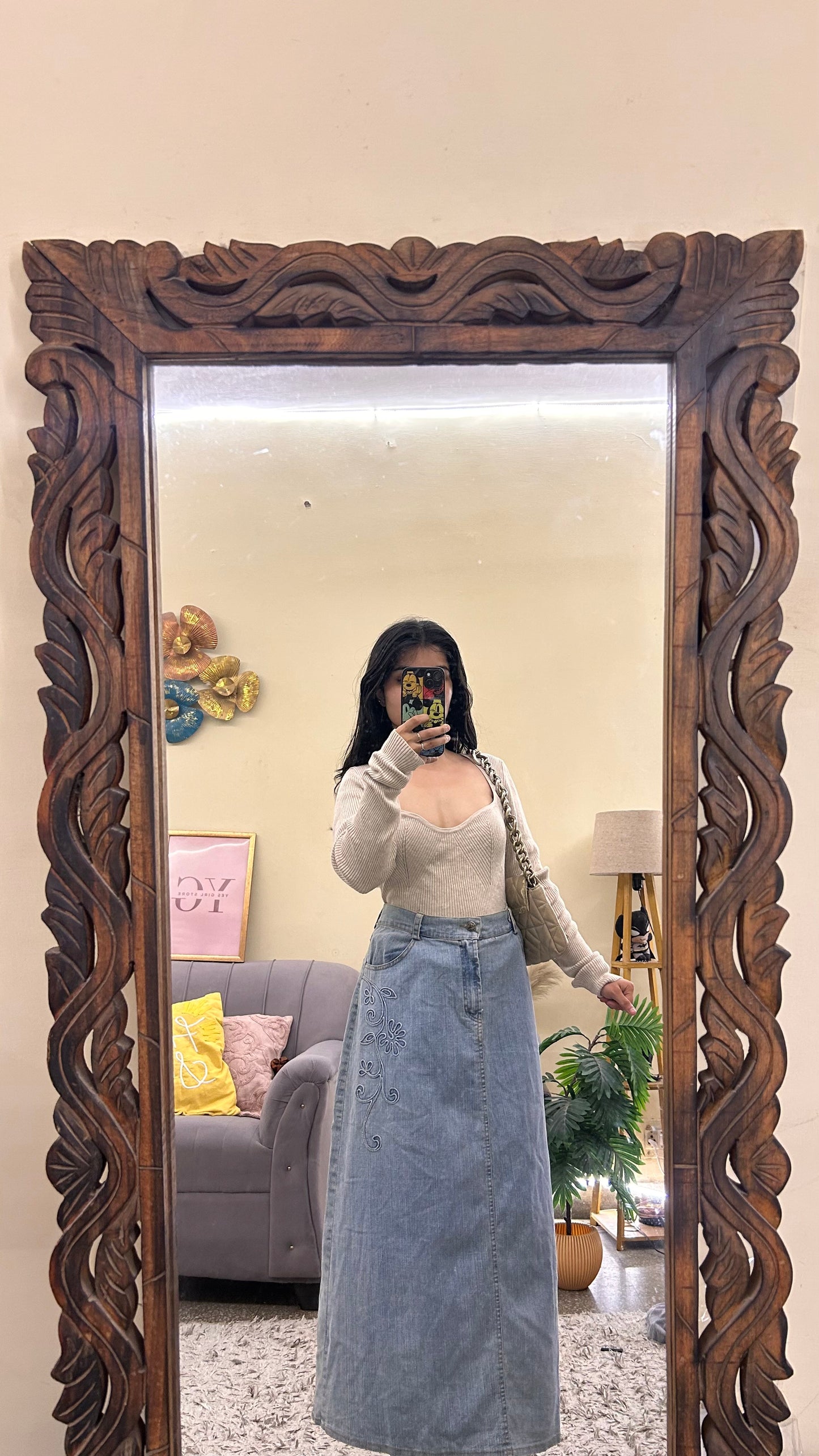 44)korean thrifted skirts waist -34.5 /L 36