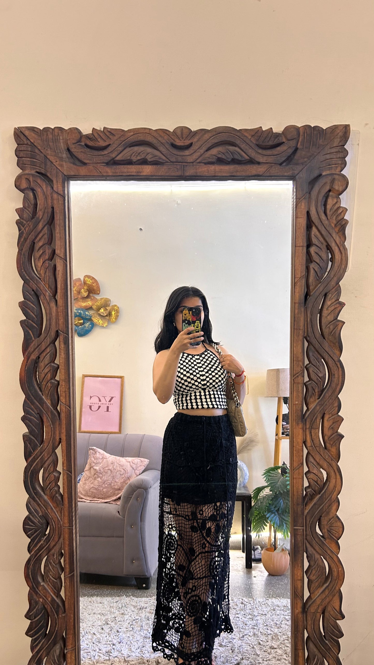 59)crochet skirt with layer waist 28-32 L-36