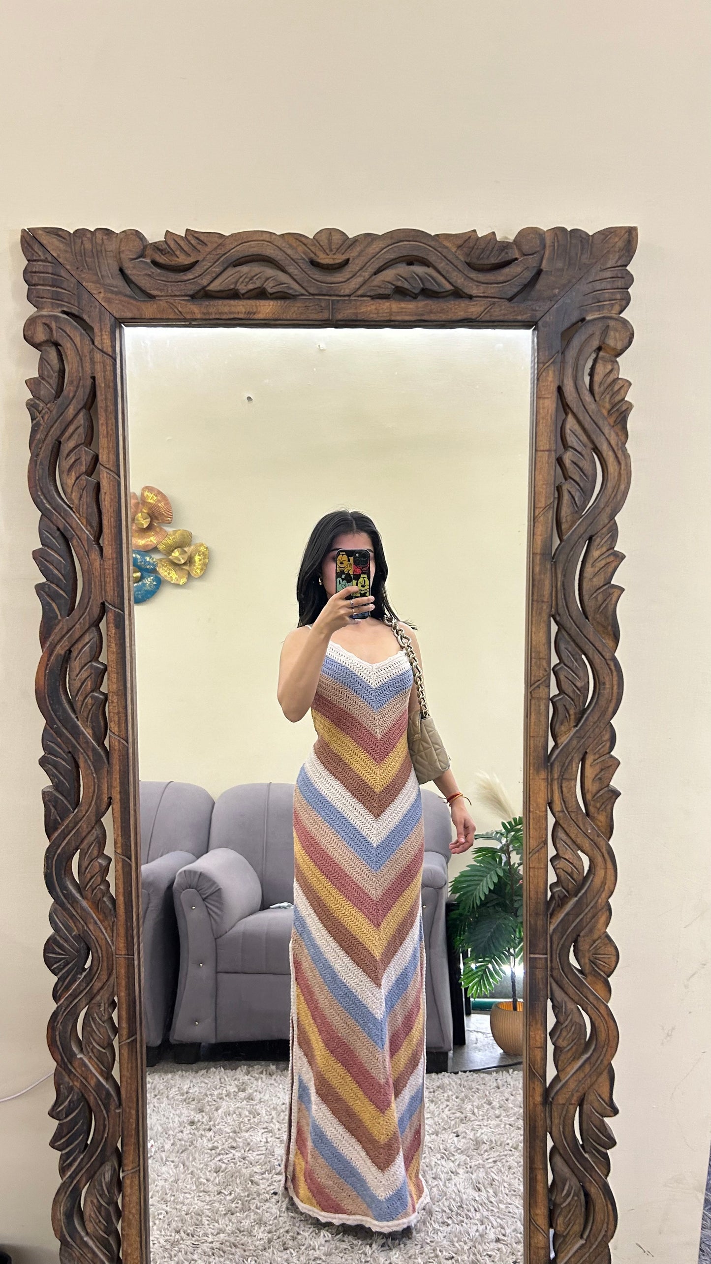Rare Long crochet dress 32-34 bust/l:52