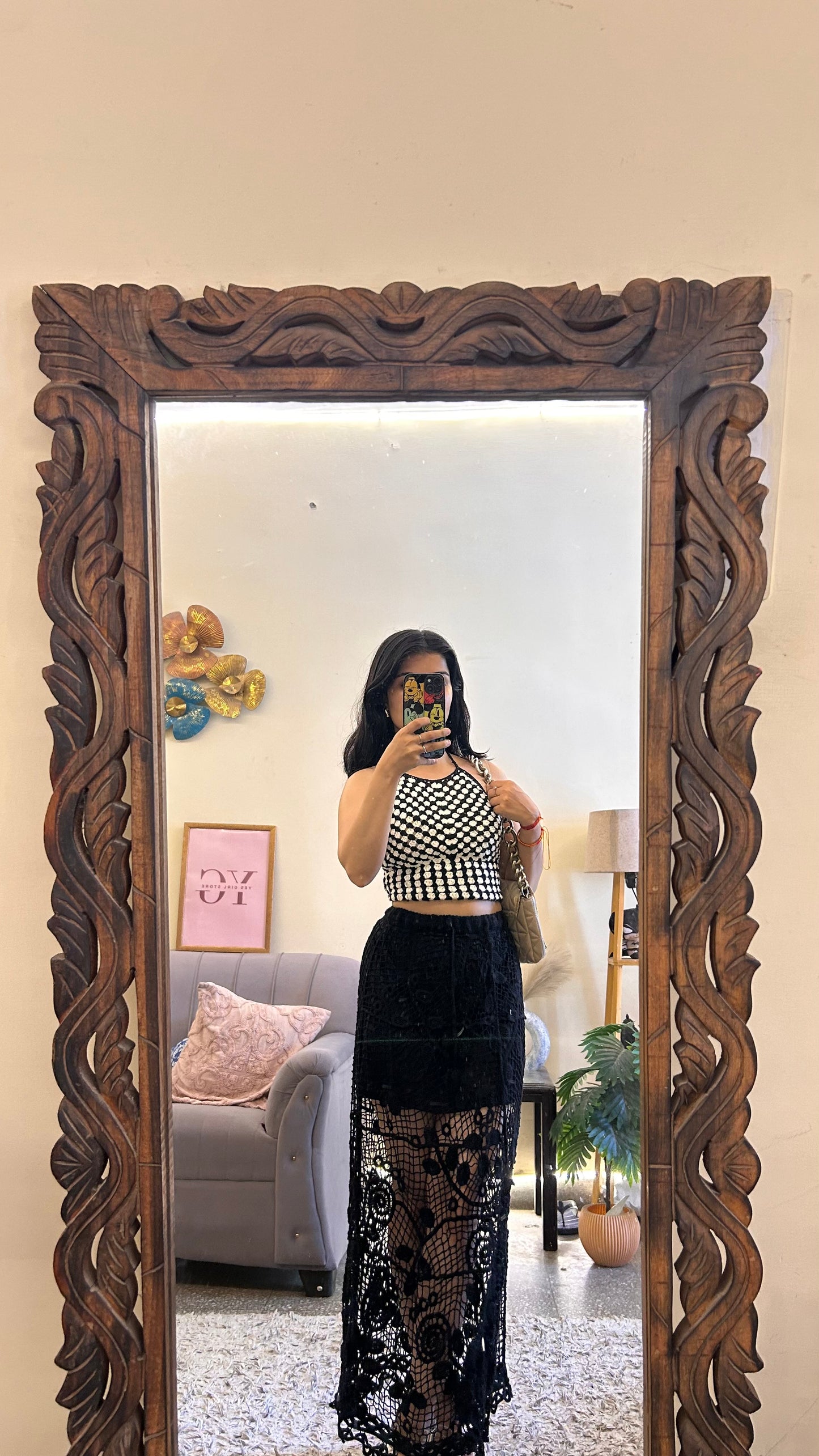 59)crochet skirt with layer waist 28-32 L-36