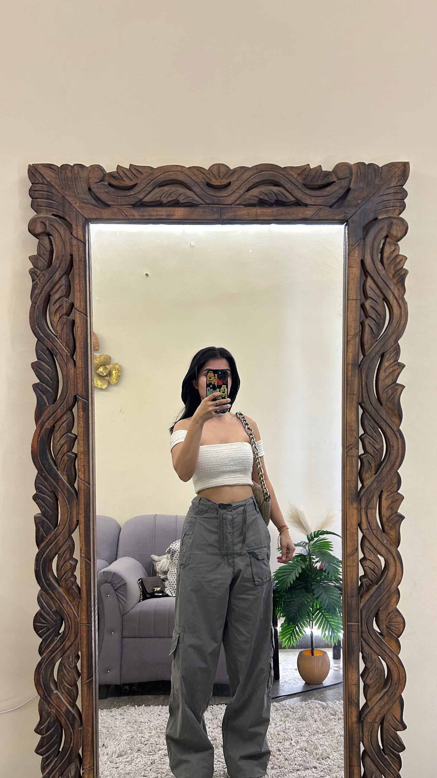 77) cargo pants 35 waist/l:42/rise:11inch