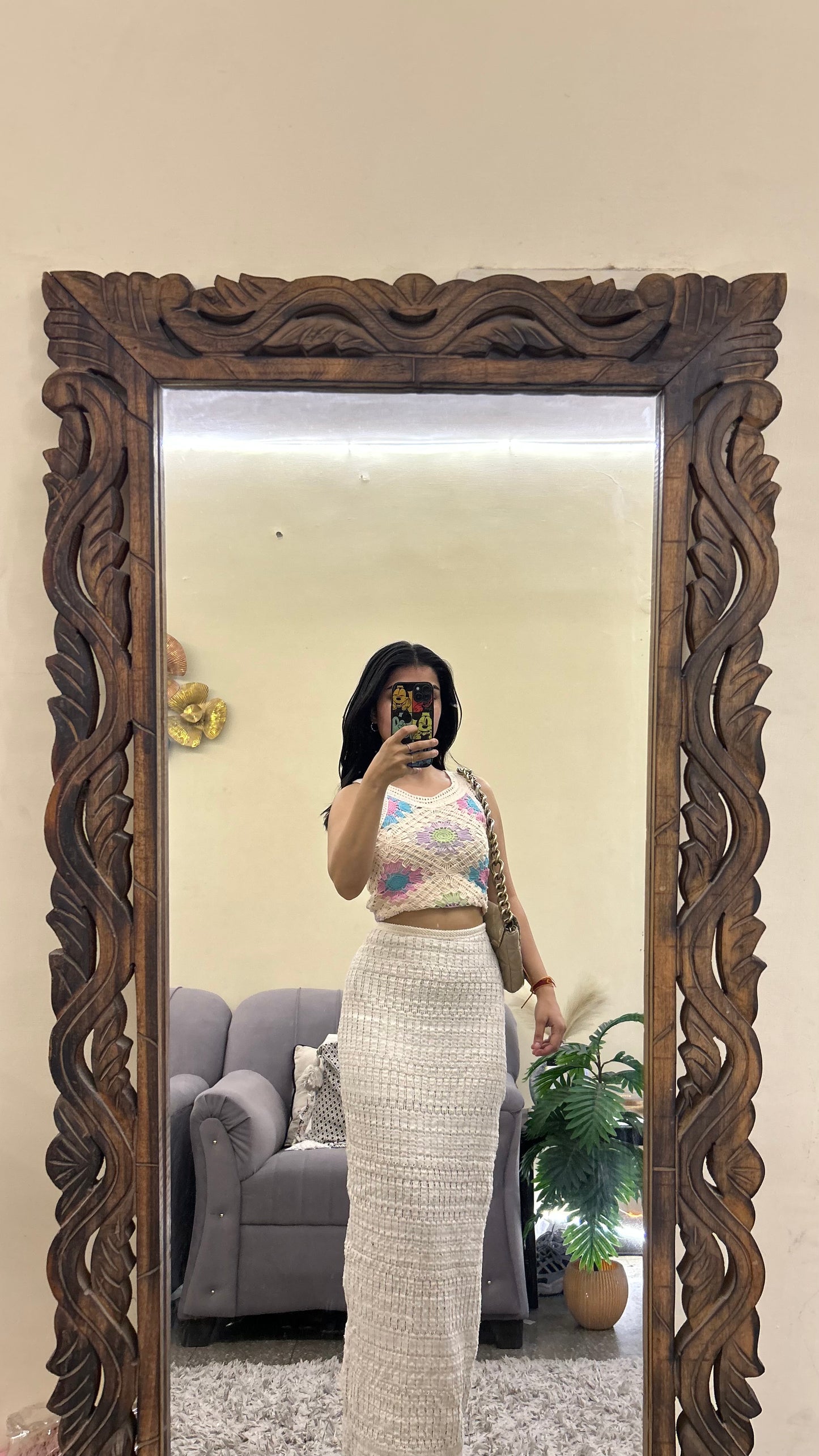 Zara crochet skirt 30 waist/l:37(layer)