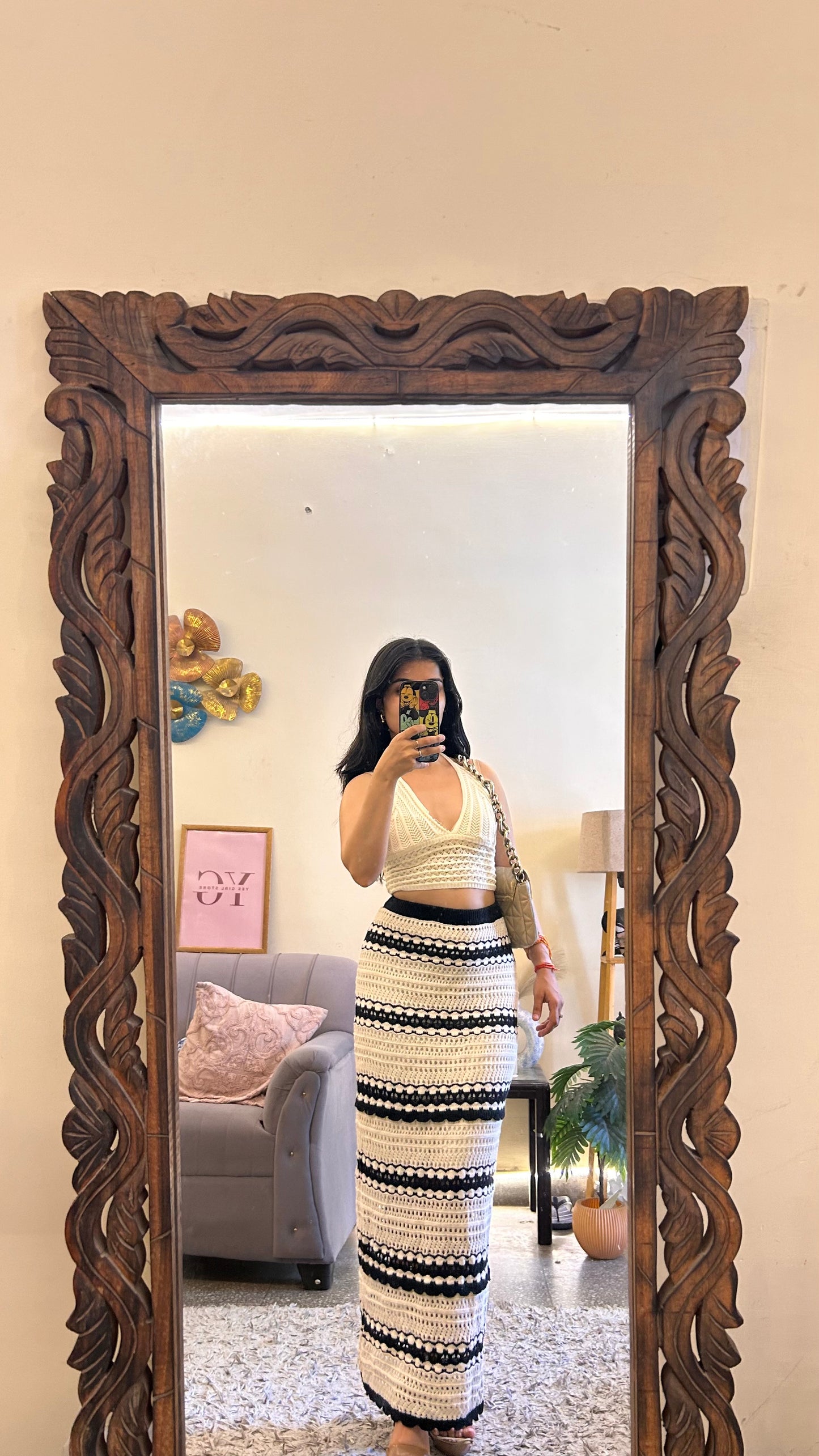 60)crochet skirt with layer waist 28-30 L-39