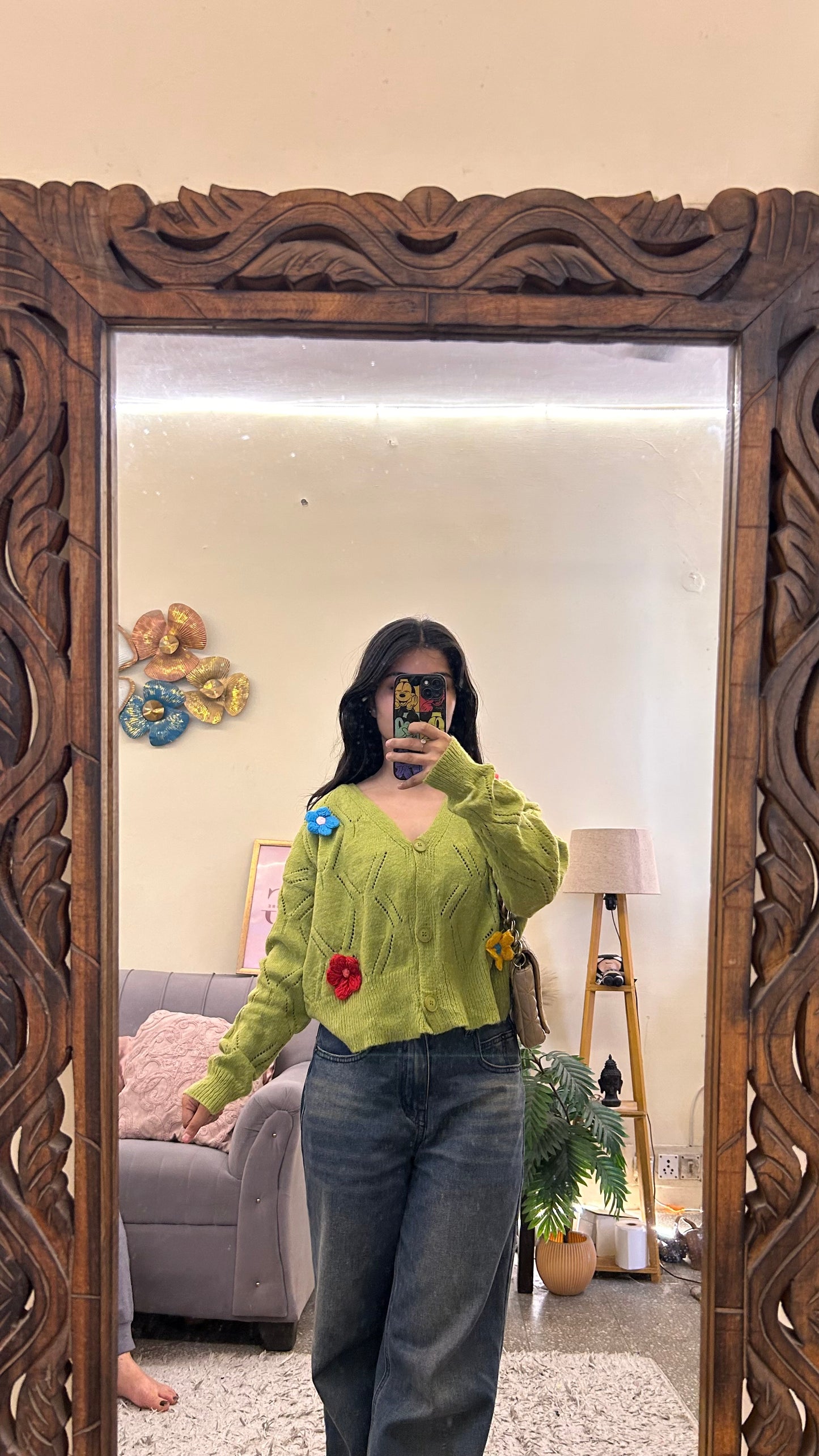 Cute sweater 3d flower S