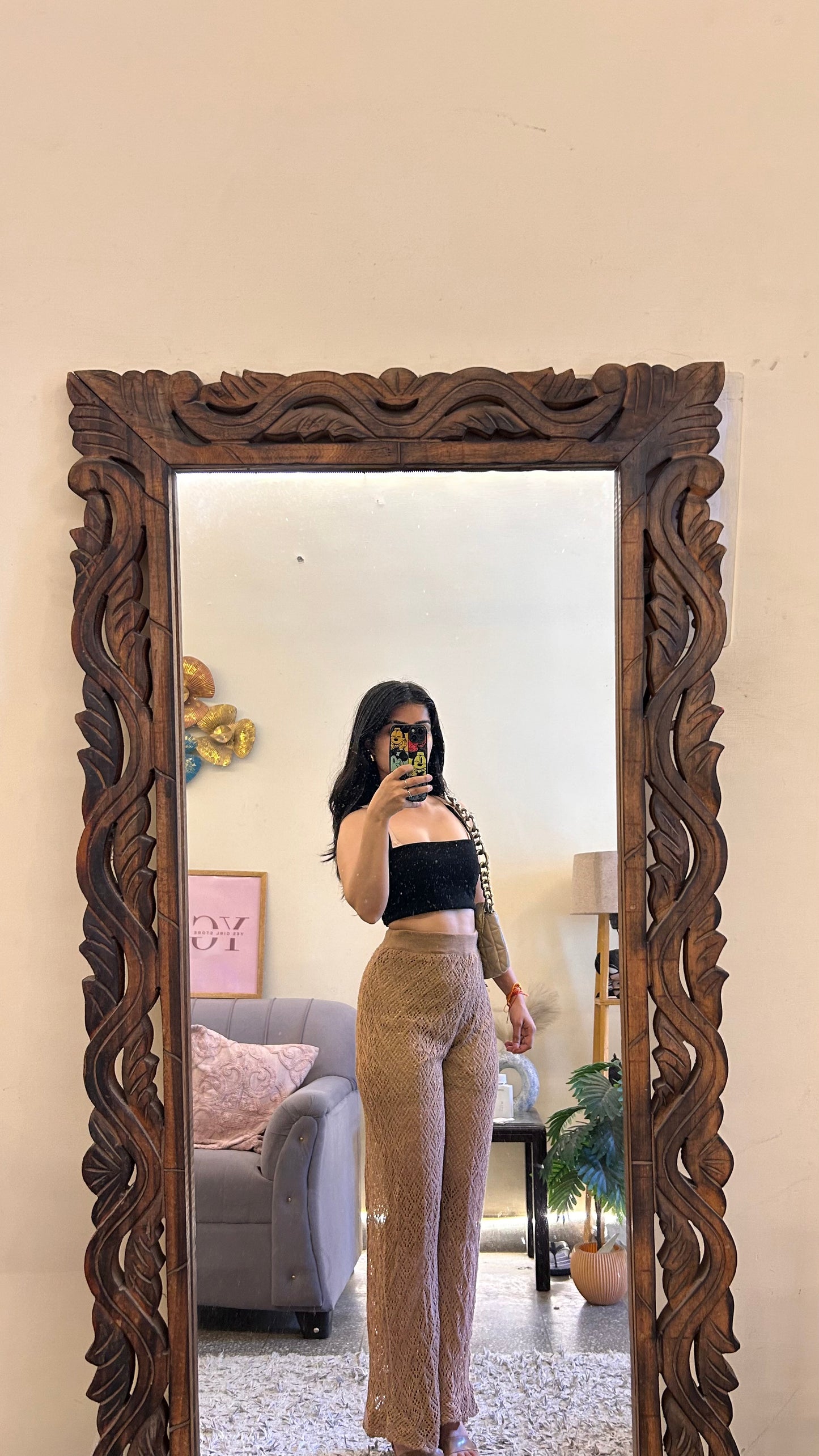 44)crochet pants with layer waist 28 L-42