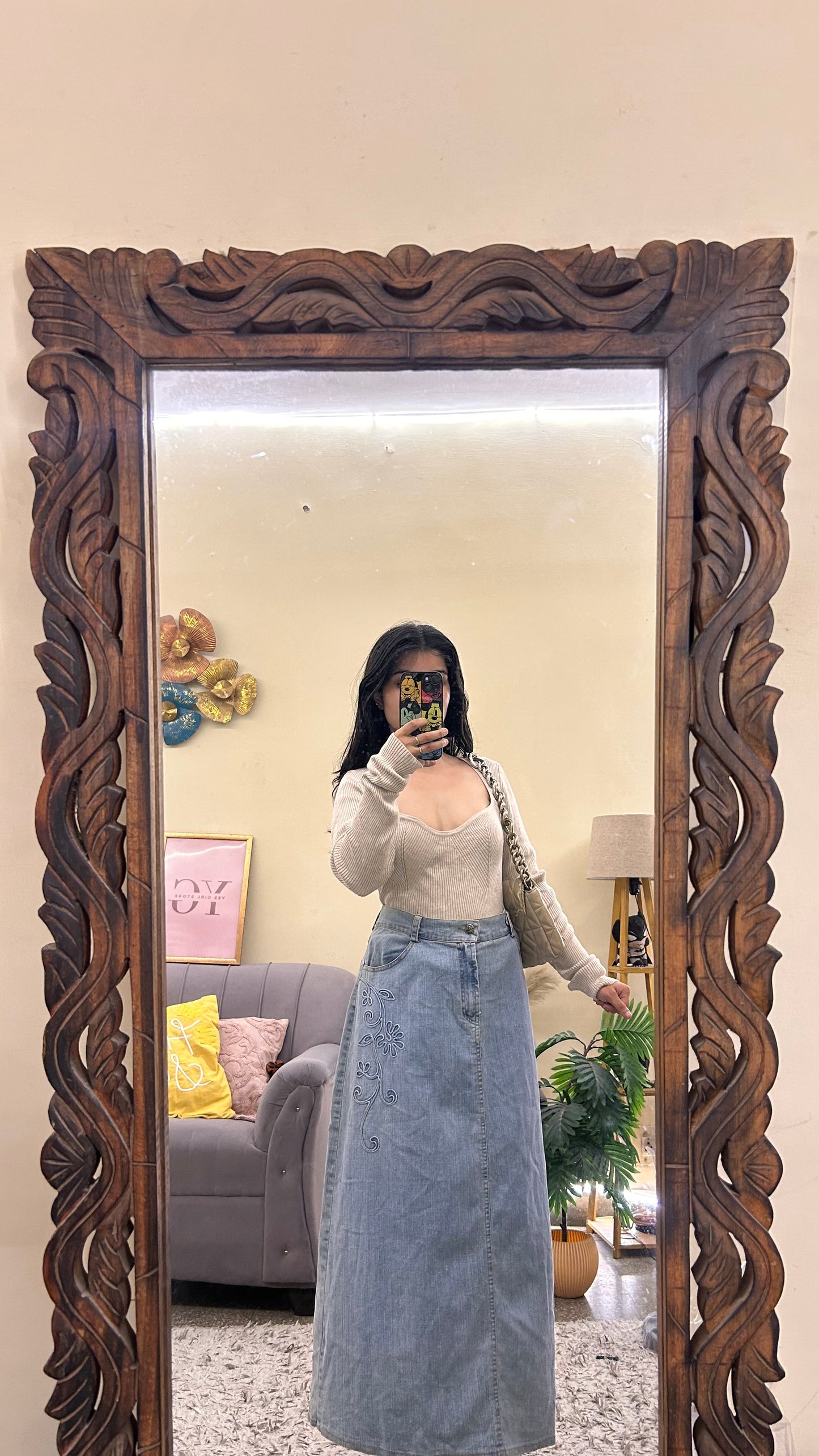 44)korean thrifted skirts waist -34.5 /L 36