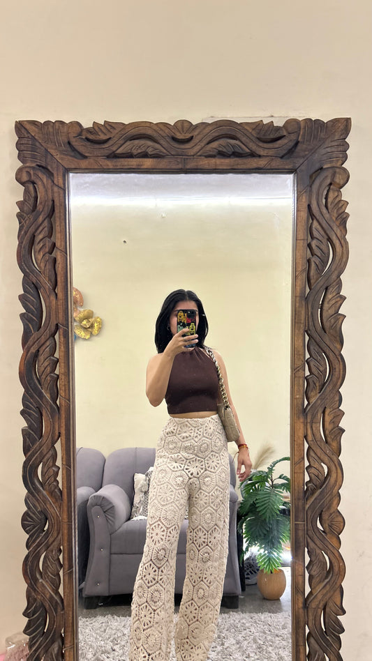 Crochet pants 26-28 waist /l: 42 layer inside