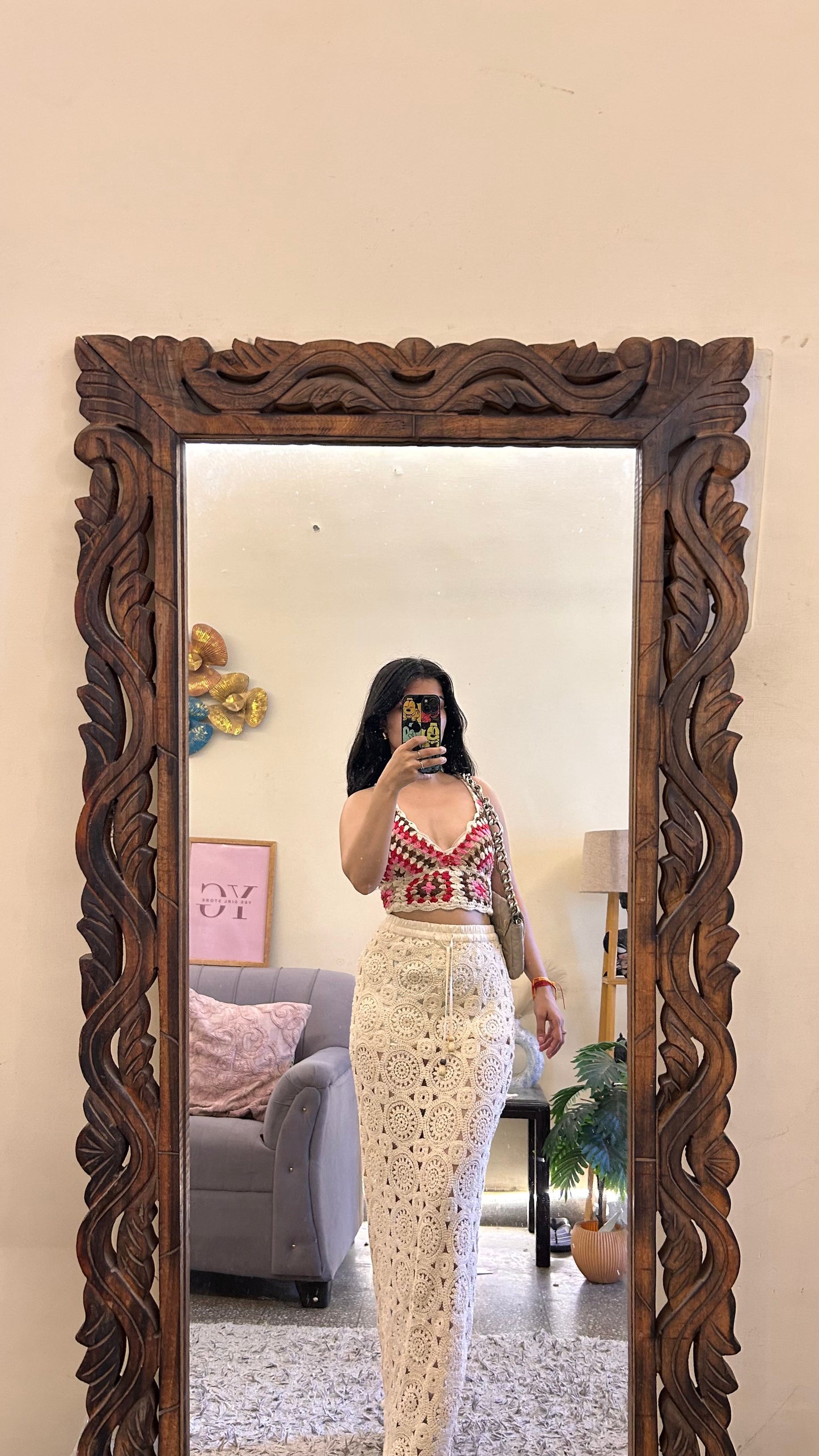 18)zara crochet skirt with layer waist 26-28L-40 zara