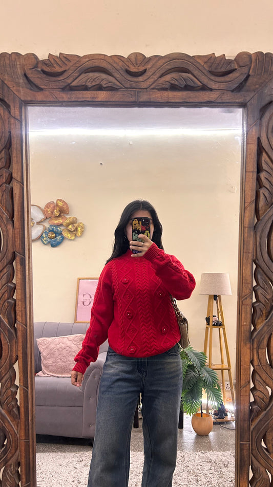 191)pintrest sweater size-xs-s 3d flower