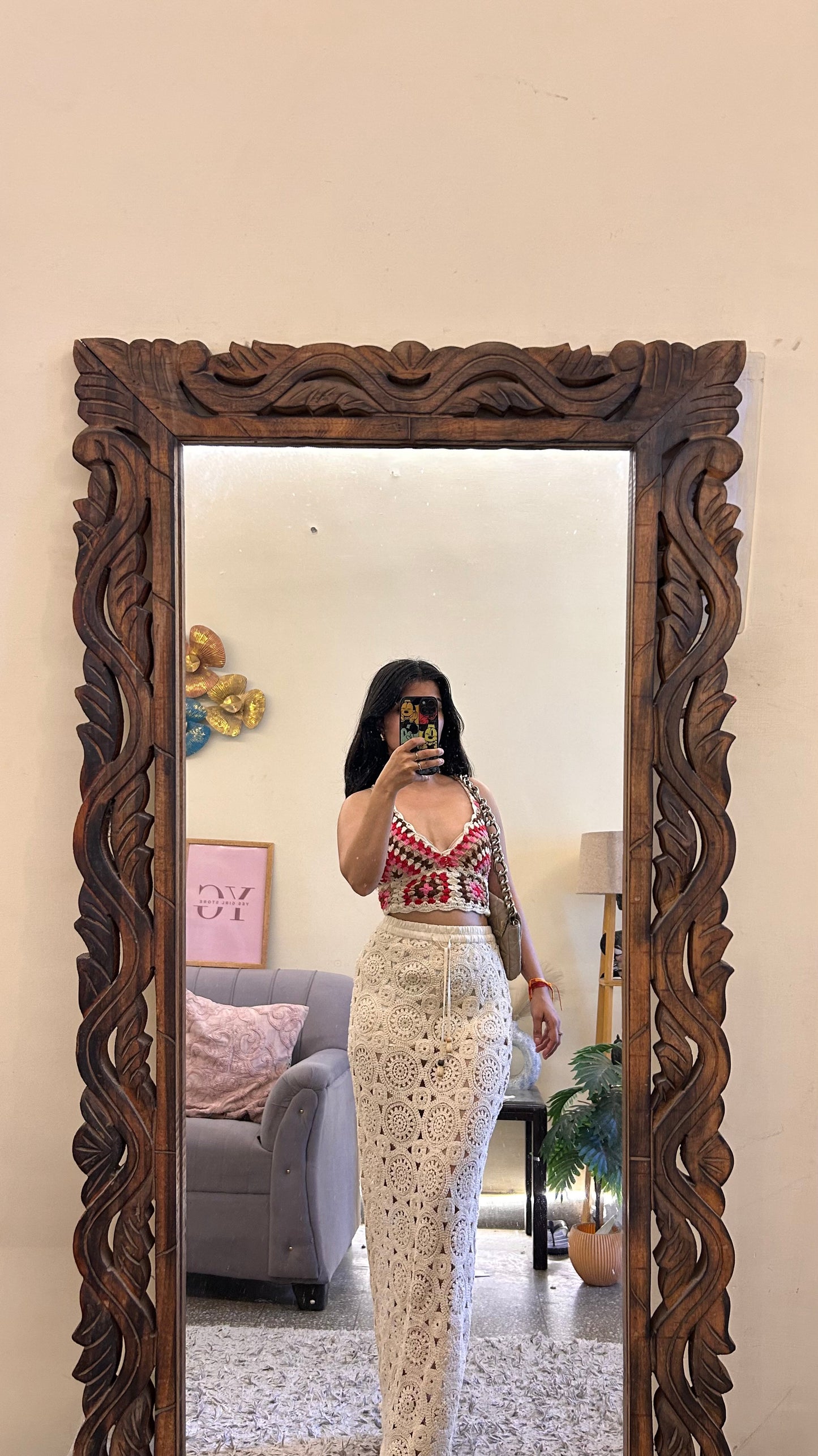 18)zara crochet skirt with layer waist 26-28L-40 zara