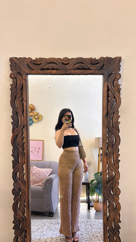 44)crochet pants with layer waist 28 L-42
