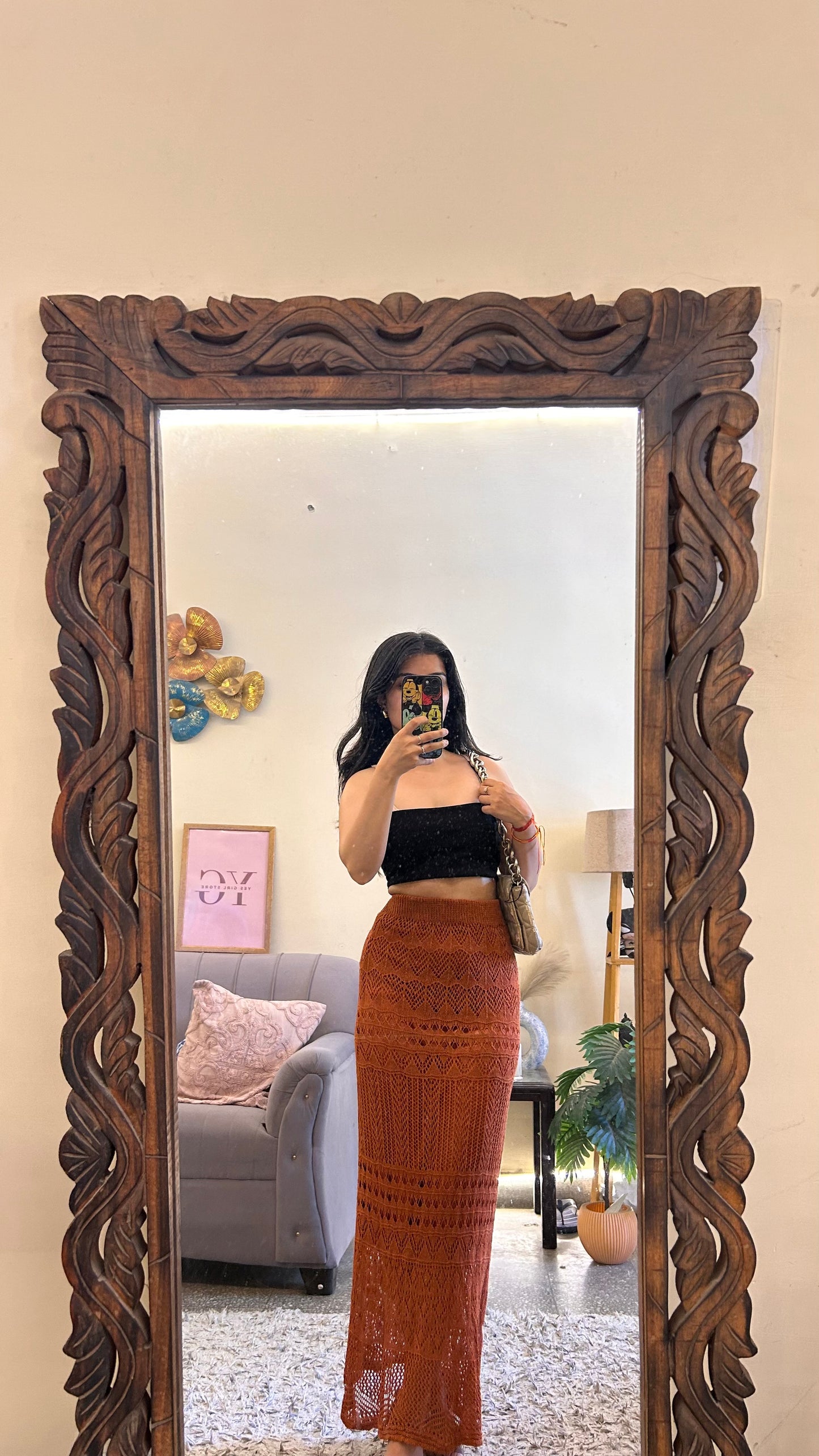48)crochet skirt with layer waist 26-30 L-39