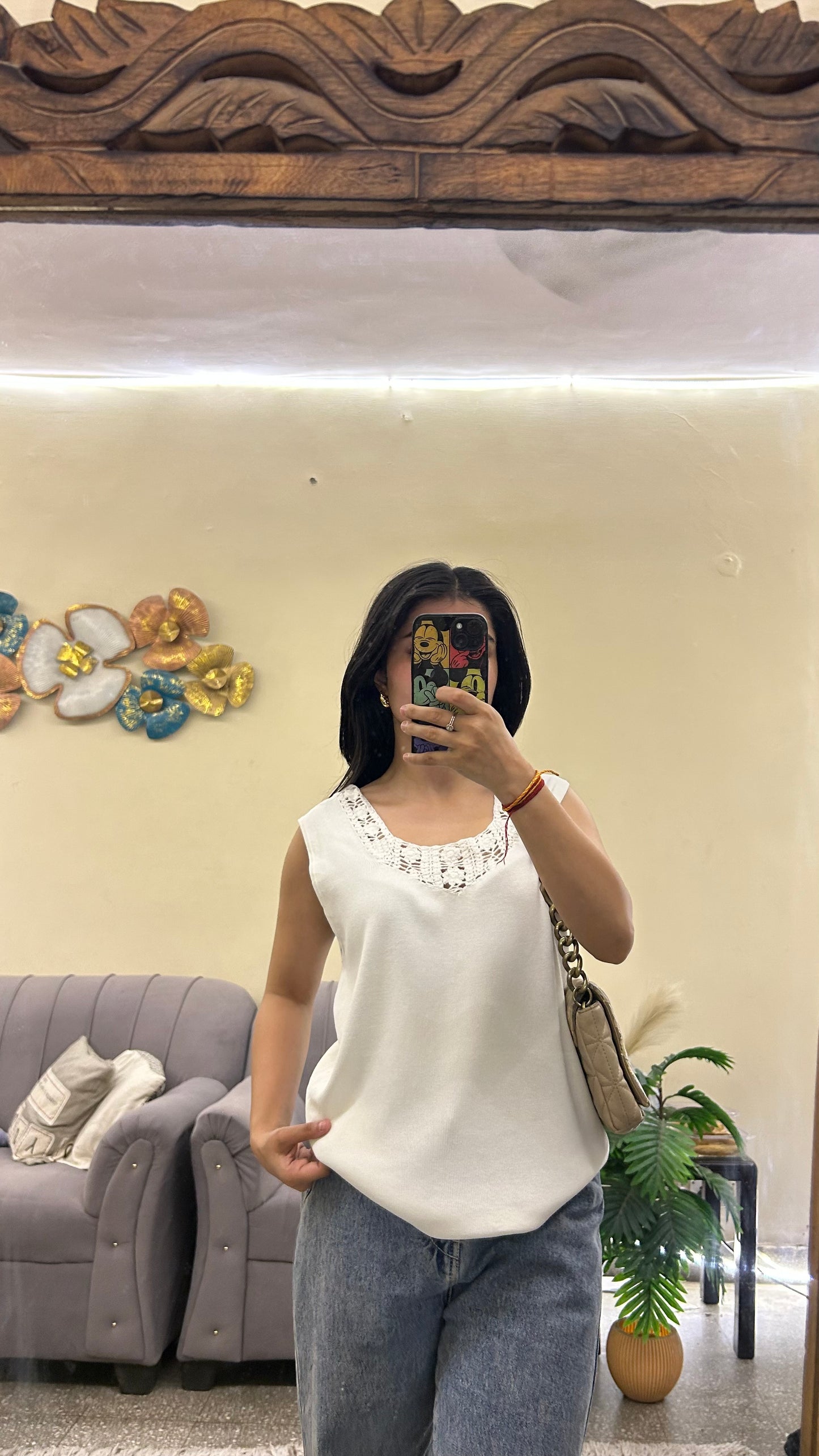 Cute top free size upto bust 38