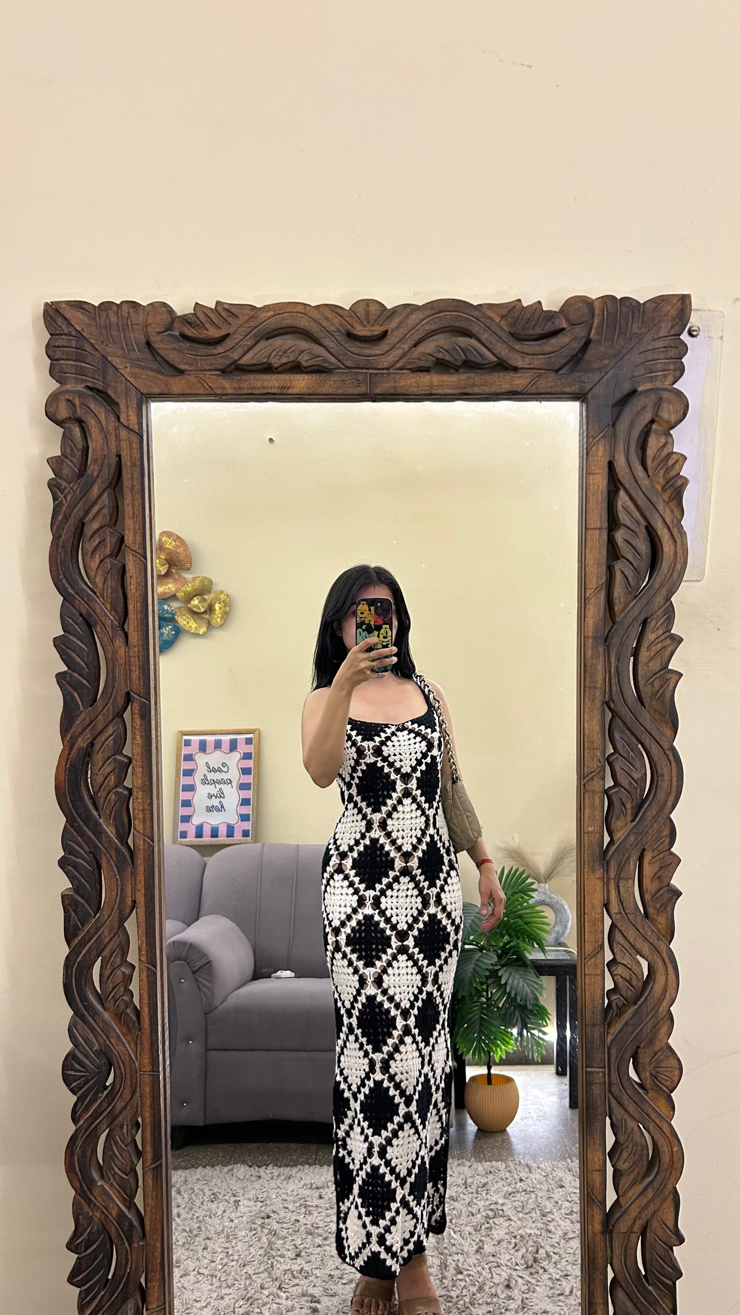 Classy dress 34-36 bust/l:49 rare