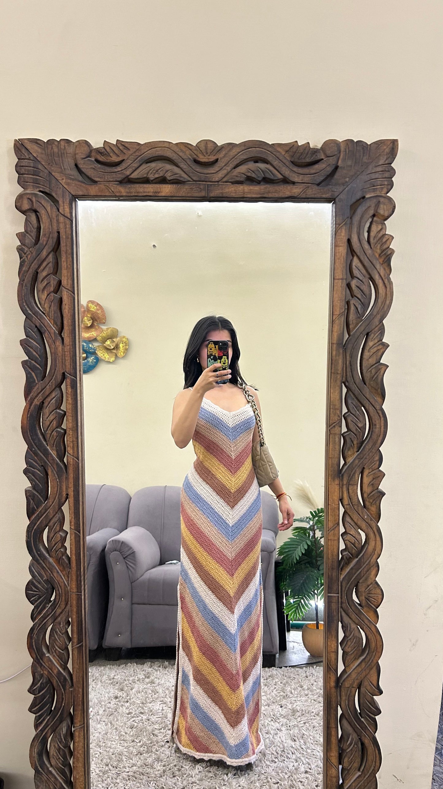 Rare Long crochet dress 32-34 bust/l:52