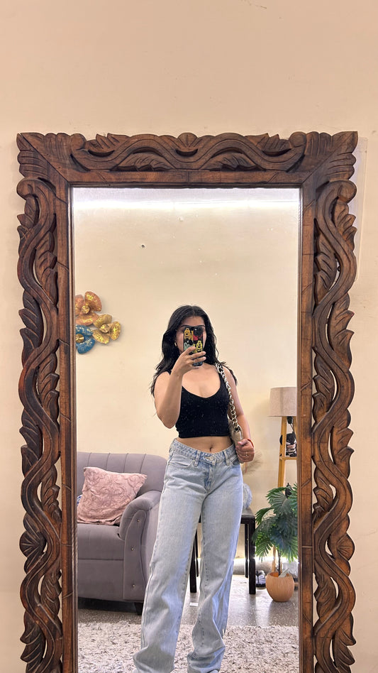 6) mid waist jeans waist - 30/ L-40/ thighs -20
