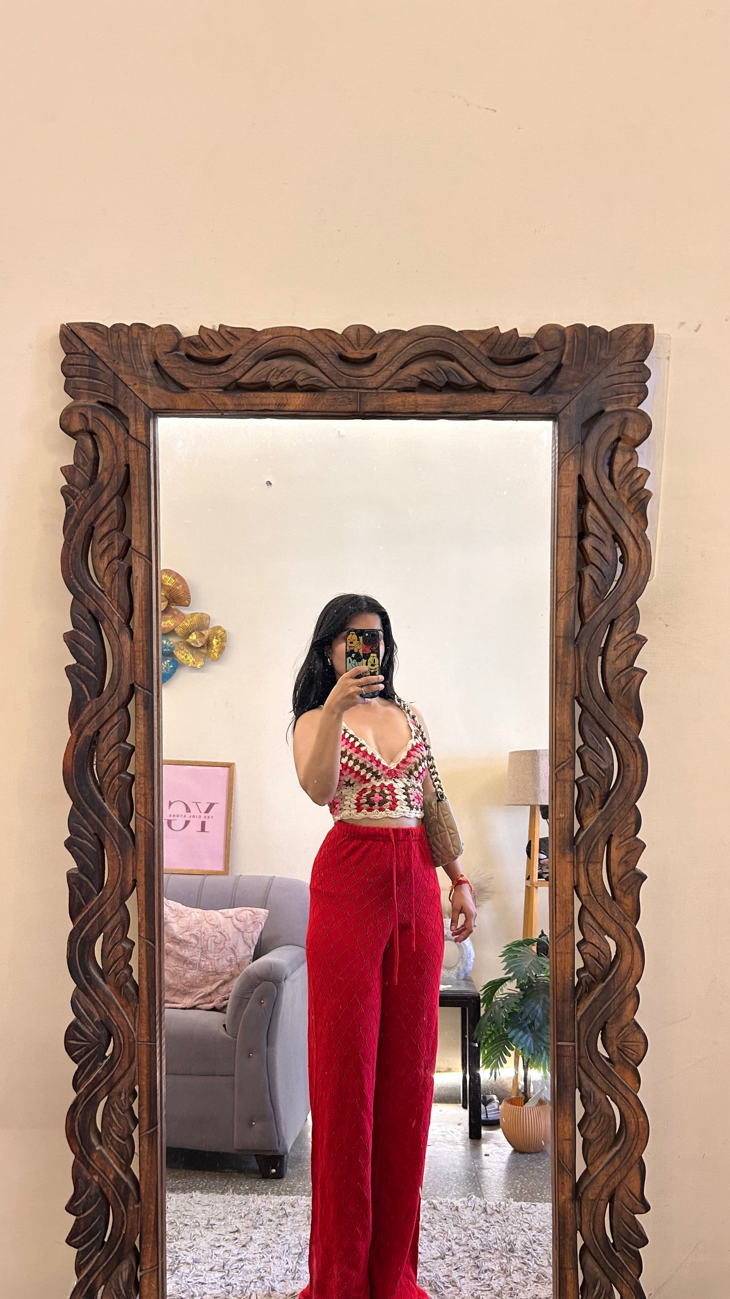 21.crochet pants thrifted with layer waist 28-30 L-45